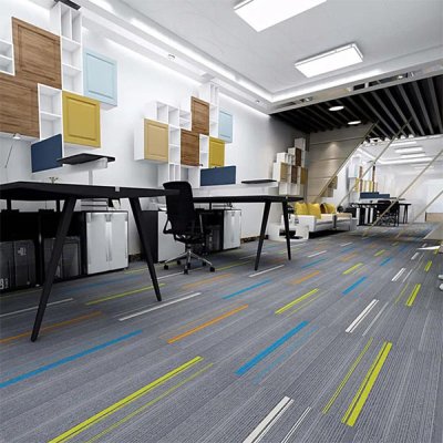 Heavy traffic easy to install commercial office carpet tiles 25x100cm