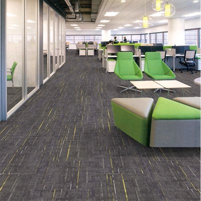 Hot sale PVC simple stripes fireproof removable sound insulation non-slip office carpet tiles